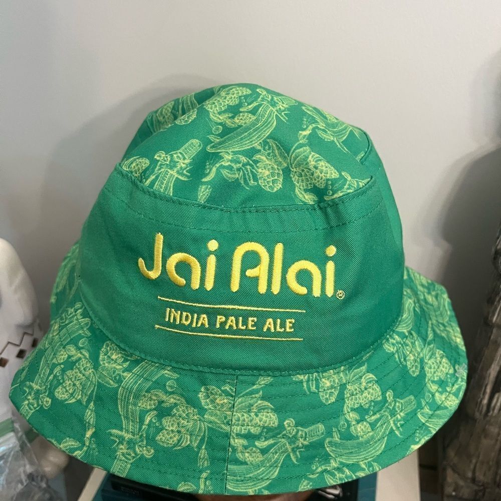 Jai Alai India Pale Ale colorful embroidered Bucket Hat.
